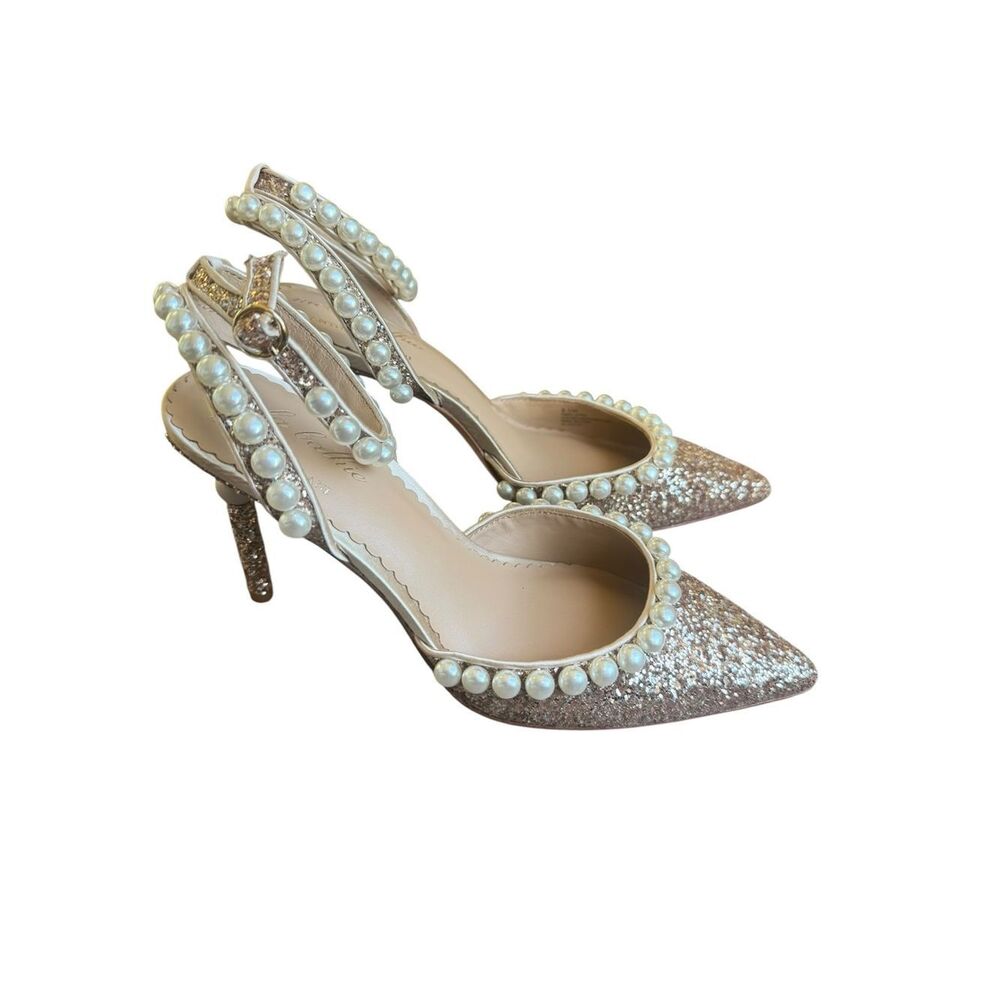 Nicola Bathie x Antonio Melani Bebe Ankle Strap Glitter Pearl pumps in rose gold - Picture 3 of 10